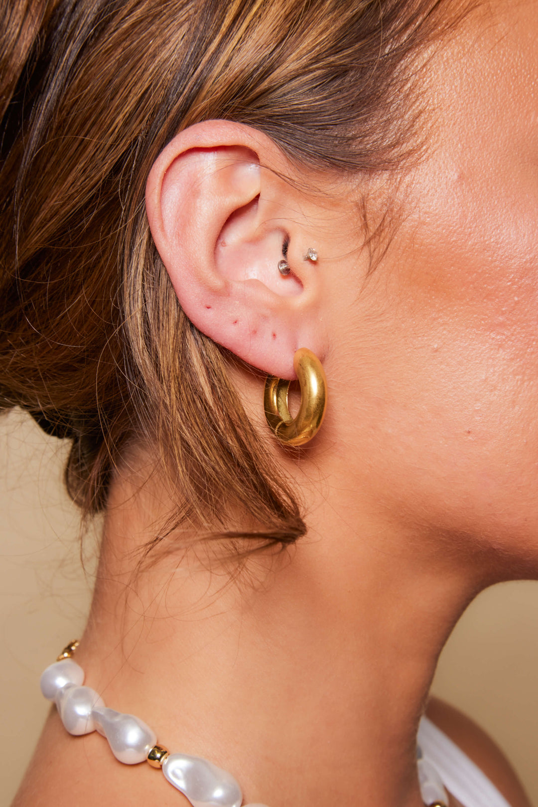 Small chunky hoop earrings GOLD