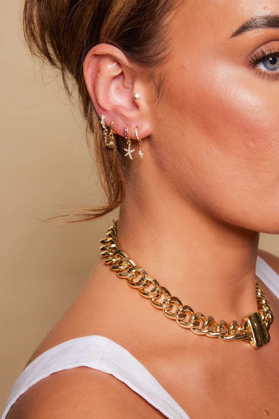 Lightening bolt huggie earrings