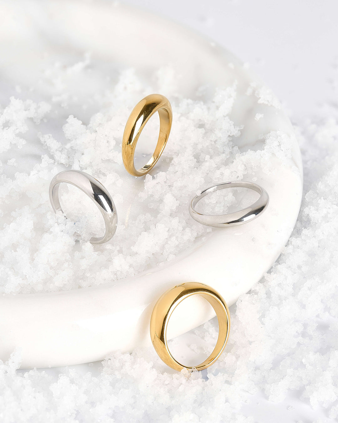 4 pack chunky mixed metal stainless rings