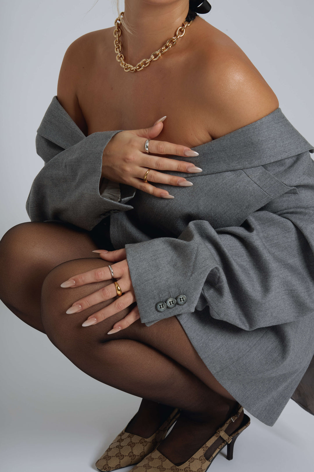4 pack chunky mixed metal stainless rings