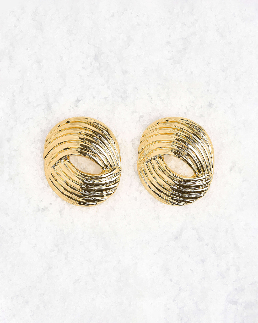 Gold hammered oversized stud earrings