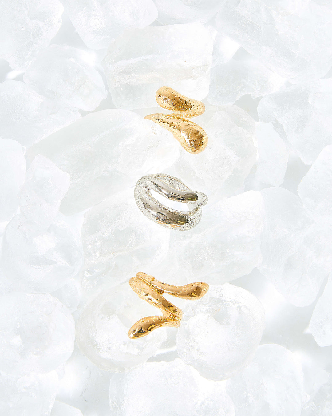 3 pack chunky mixed metal rings M/L