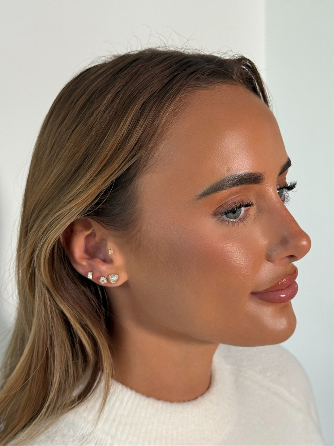 3 pack stud earrings in gold