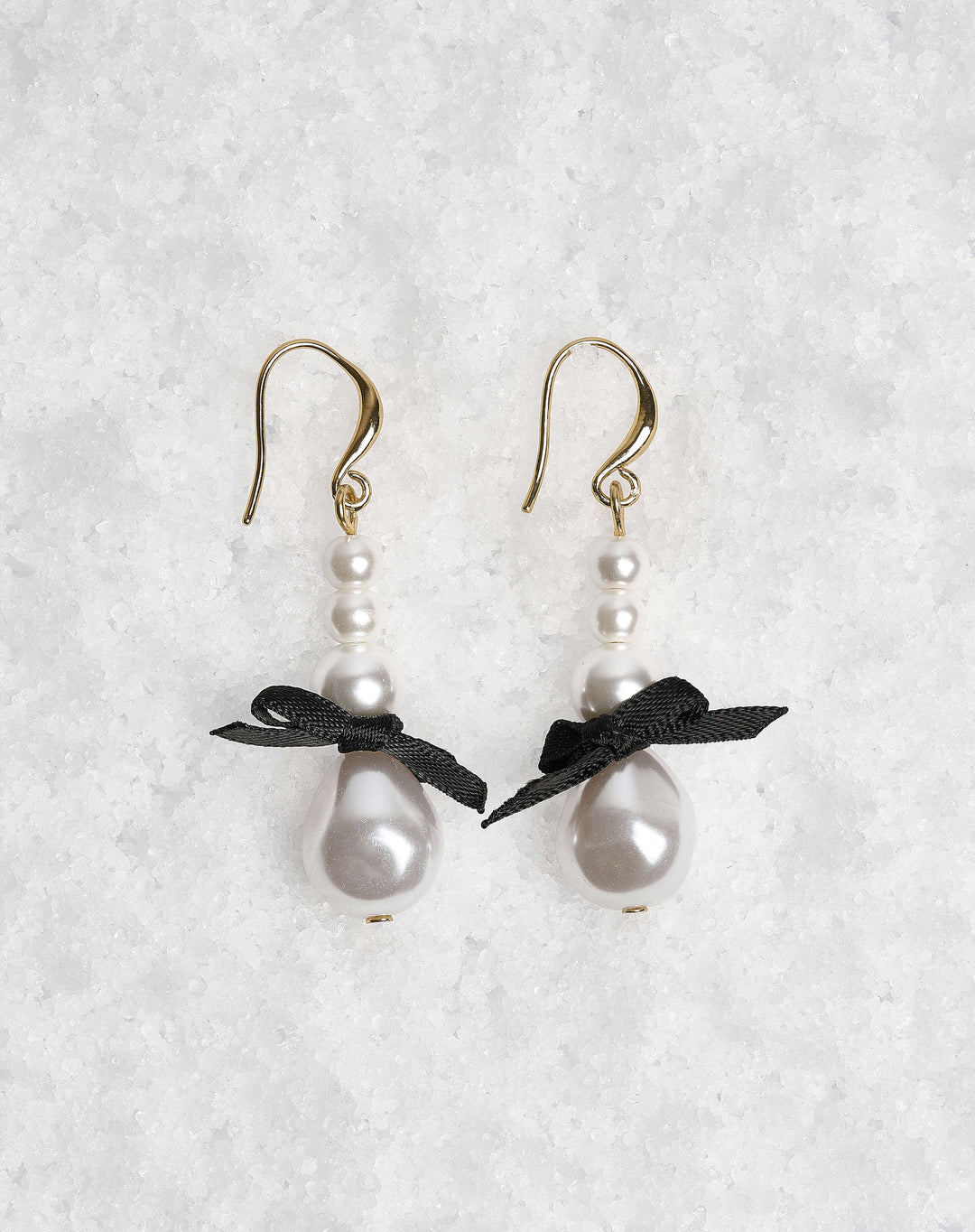 Pearl drop down earrings with bow