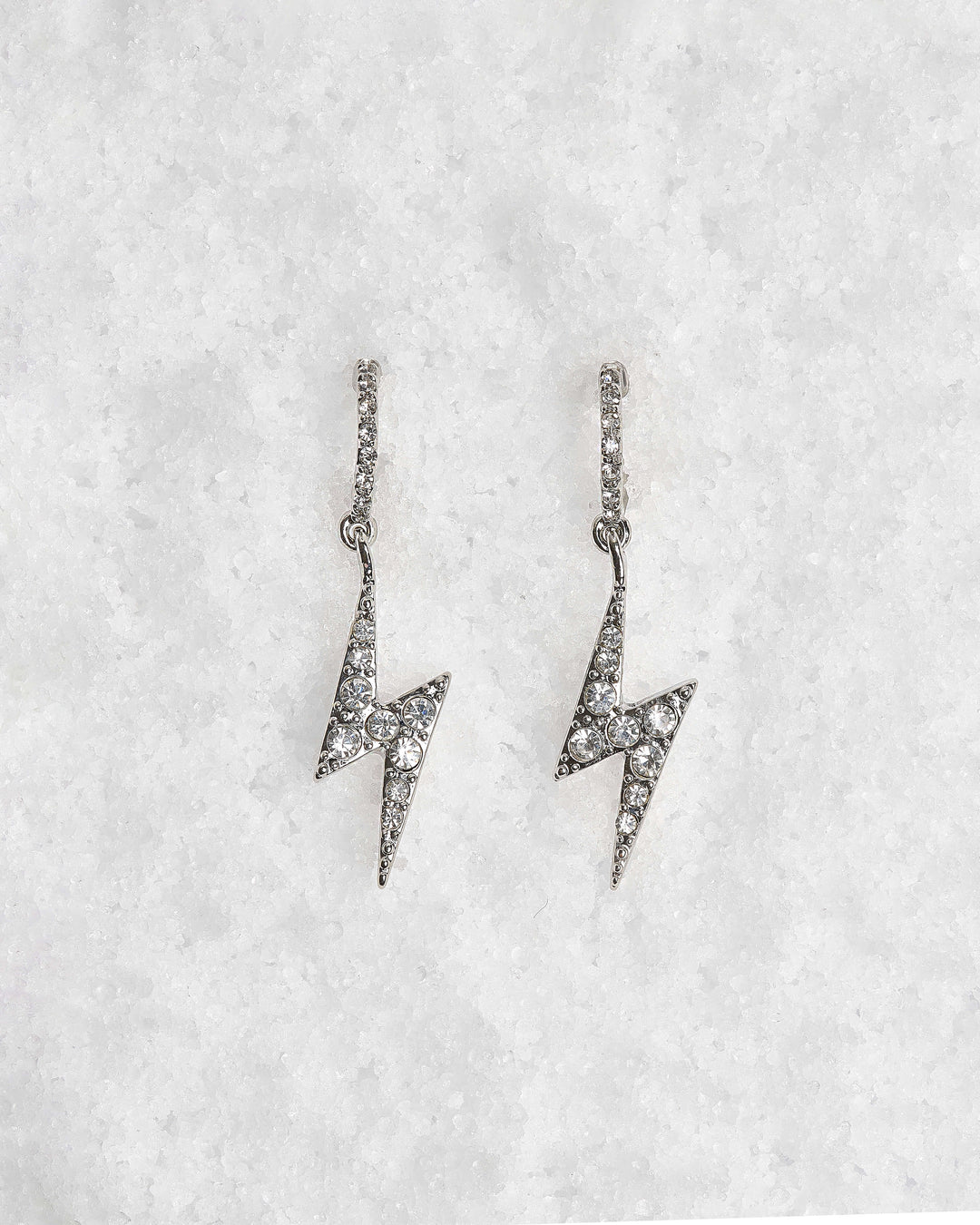 Lightening bolt diamante huggie earrings